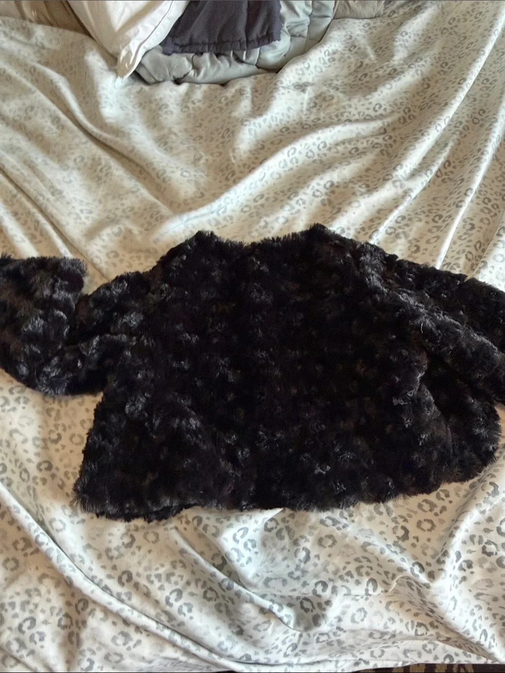 Gymboree Black Faux Fur Cropped Jacket - 12-24 months